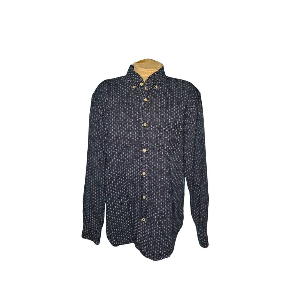 American Eagle denim print‎ long sleeve button down large